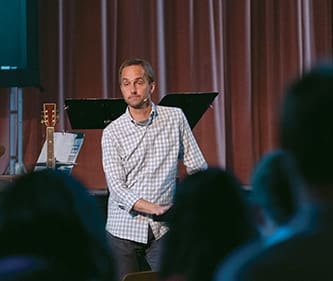 Jon Ferguson, teaching pastor of Community Christian Church, Naperville, Illinois, speaks to CCC