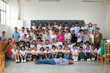 Ten volunteers from churches in central Kentucky and 65 Chinese students pause for a photo after two weeks of English as a Second Language classes Yunnan, China.