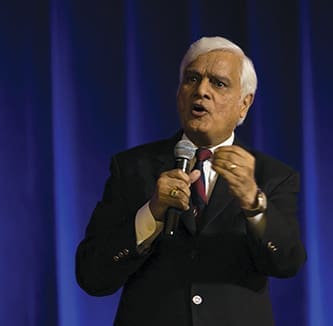 Christian apologist Ravi Zacharias spoke at morning chapel and at an evening banquet at Cincinnati Christian University on April 29.