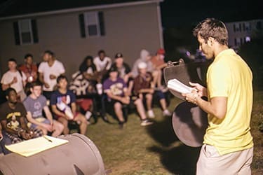 Gerardo Mancilla (a 2013 graduate of Point University) leads a men