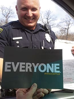 Westside Christian Church promoted its Easter services with an EVERYONE campaign. Church members shared the good news of Jesus with, among others, a police officer who was handing out speeding tickets.