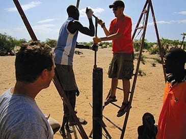 Josh Weingart and friends dig a well in the Turkana district of Kenya. An internship with CMF in Kenya in 2010 changed Weingart