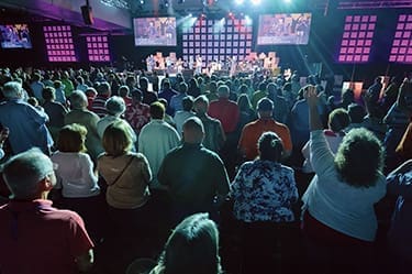 A worship service at the 2015 North American Christian Convention in Cincinnati, Ohio.
