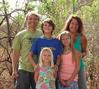 Jake and Erin Moore and their children (in order from oldest), Aidan, Gwynie, and Shea. The Moores have served as missionaries to Ethiopia with Christian Missionary Fellowship since 2006.
