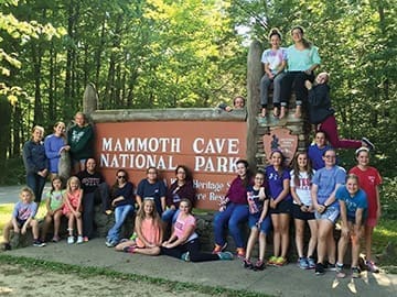 The group of middle school girls led by Melanie Moore visits Mammoth Cave.