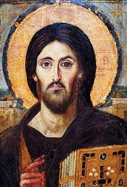 The famous sixth-century Sinai Pantocrator (Christ Almighty) icon depicts one-half of Christ