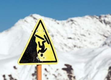 Warning sign in the mountains