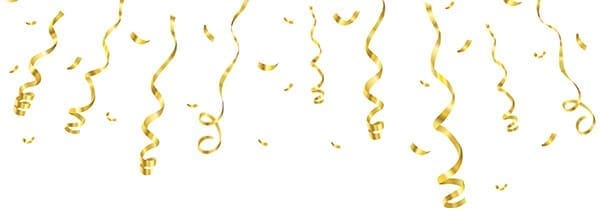 Celebration background template with confetti and golden ribbons. Vector illustration